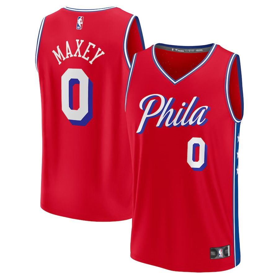 Men Philadelphia 76ers 0 Tyrese Maxey Fanatics Branded Red 2022-23 Fast Break Replica Player NBA Jersey